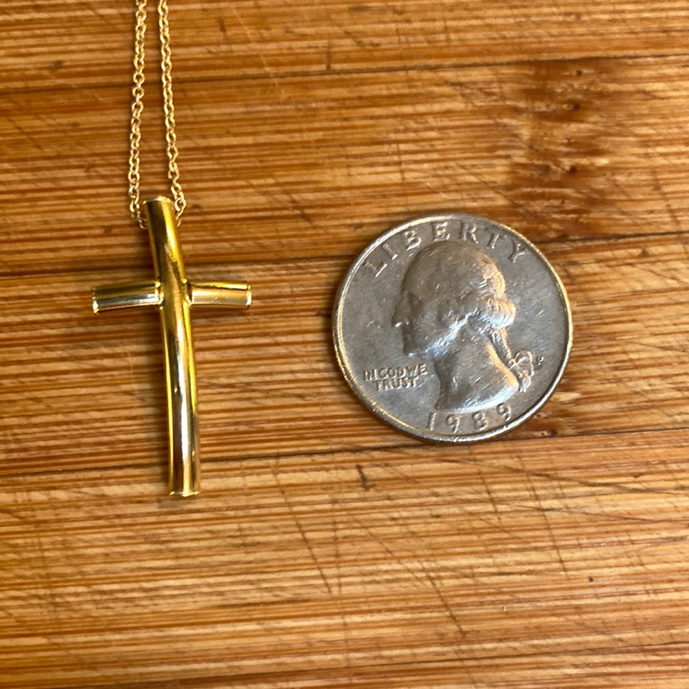 14k Concave Cross with Chain